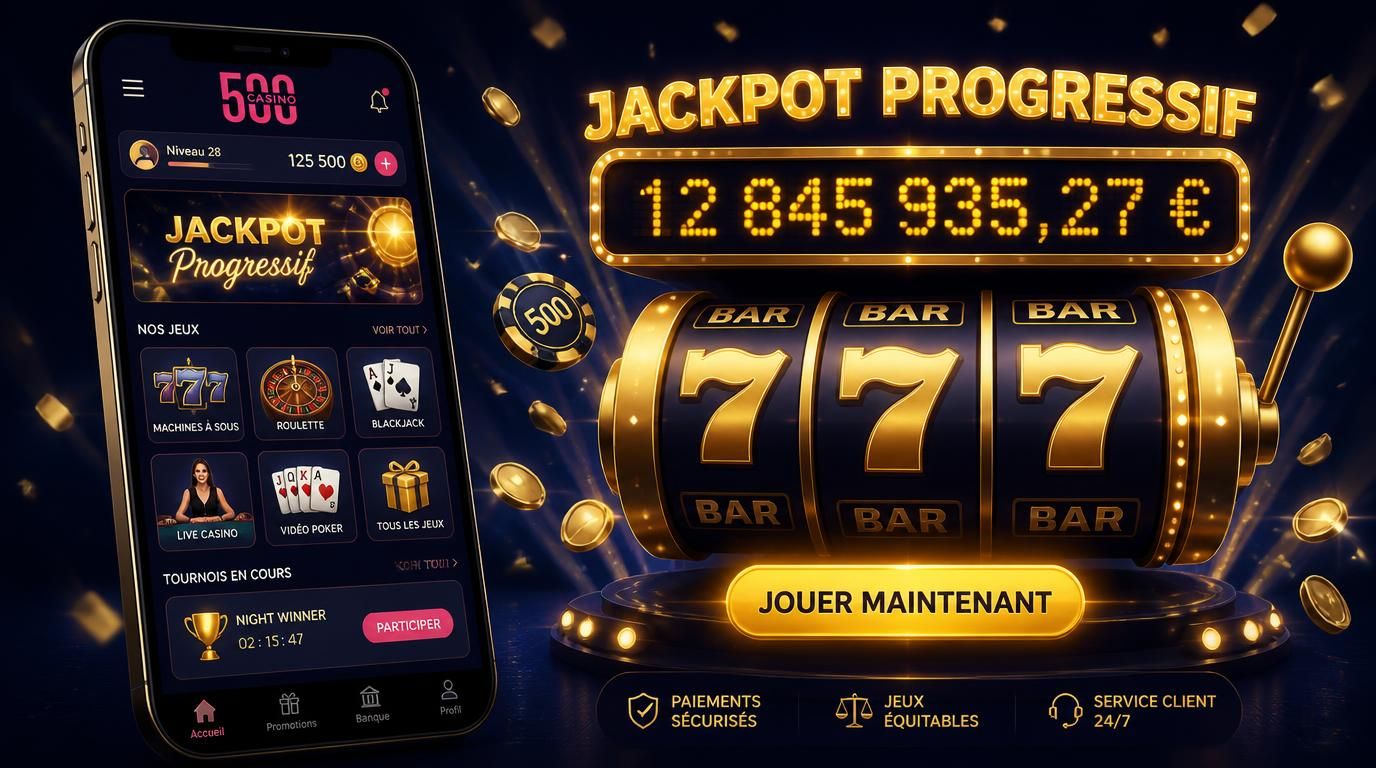 Machine à sous affichant un jackpot progressif élevé sur mobile